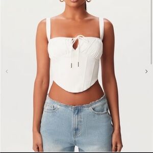 2/$30 Naked Wardrobe Gathered Lace-up Back Bustier Top In White sz Medium NWT⚠️